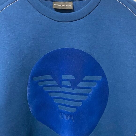 Emporio Armani Blue Logo Jumper Size M — Men’s Lightweight Knit - Picture 6 of 11